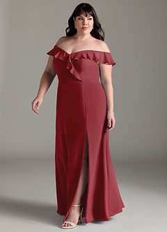 Azazie Sophie Bridesmaid Dresses Pomegranate A-Line Off the Shoulder Chiffon Convertible Dress image8