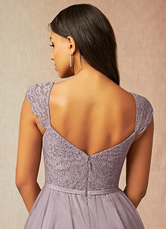 Azazie Luxi Bridesmaid Dresses Dusk A-Line Pleated Tulle Dress image5