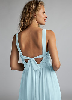 Azazie Aziza Bridesmaid Dresses Cloud Blue A-Line V-Neck Pleated Chiffon Dress image6