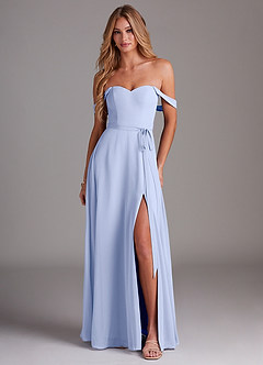 Azazie Aaron Bridesmaid Dresses Ice A-Line Off the Shoulder Chiffon Convertible Dress image1