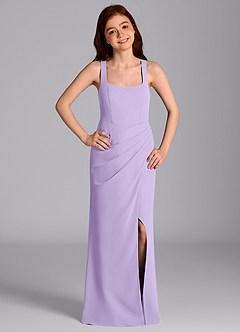 Azazie Mero Junior Lilac Mermaid Pleated Chiffon Dress image3