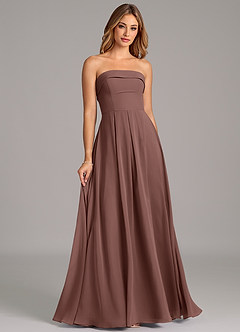 Azazie Lucienne Bridesmaid Dresses Espresso A-Line Strapless Chiffon Convertible Dress image3