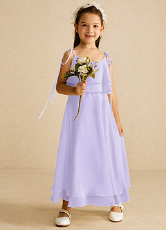 Azazie Temi Flower Girl Dresses Lilac A-Line Spaghetti Strap Chiffon Dress image2