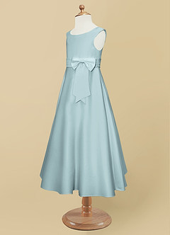 Azazie Lindy Final Sale Mist A-Line Pleated Matte Satin Dress image12