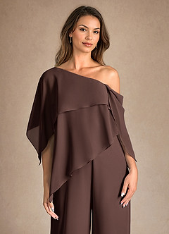 Azazie Halima Moeder van de bruid jurken Broekpak Jurk van Chiffon Zijsplit Ganache image8