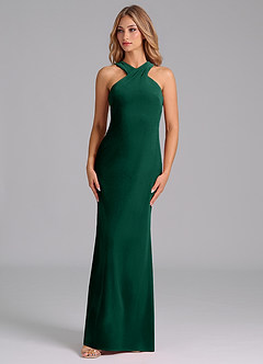 Azazie Doretta Bridesmaid Dresses Emerald Mermaid Pleated Velvet Dress image4