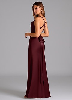 Azazie Hati Bridesmaid Dresses Cabernet Mermaid Stretch Satin Dress image6