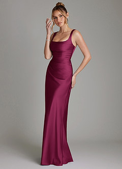 Azazie Agustina Bridesmaid Dresses Red Plum Mermaid Corset Stretch Satin Dress image5