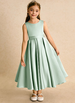 Azazie Junebuj vestidos de niña de las flores Vestido de Agave de Satin Mate de Princesa con Plisado image6