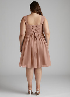 Azazie Angie Robes de demoiselle d'honneur Robe Trapèze en Mousseline de soie Corset Champagne Rosé image14