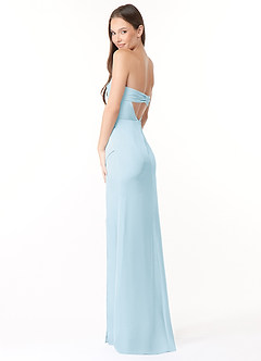 Azazie Leonis Bridesmaid Dresses Sky Blue Mermaid Pleated Stretch Satin Convertible Dress image7
