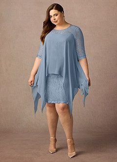 Azazie Flo Kleider für die Brautmutter A-Linie Spitze Chiffon Kleid Staubblau image10
