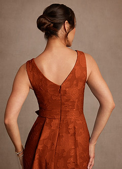 Azazie Luanne Mère de la mariée Robes Robe Trapèze en Blumen-Burnout Plissée Paprika image6