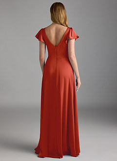 Azazie Omari Bridesmaid Dresses Rust A-Line Stretch Satin Dress image2