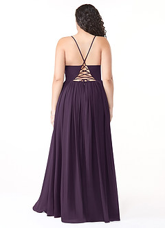 Azazie Aaida Bridesmaid Dresses Plum A-Line Corset Chiffon Dress image8