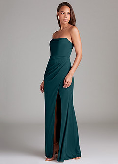 Azazie Leonis Bridesmaid Dresses Pine Sheath Strapless Mesh Convertible Dress image4
