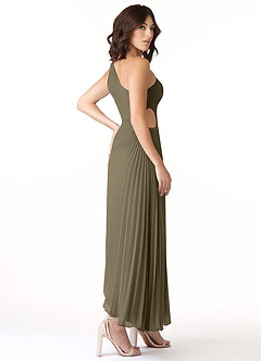 Azazie Kirra Brautjungfernkleider A-Linie One-Shoulder Chiffon Kleid Weidengrün image4