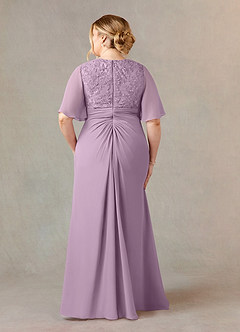 Azazie Carson Kleider für die Brautmutter A-Linie V-Hals Spitze Chiffon Kleid Blauregen image7