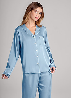 front Pigiama in raso con maniche lunghe e pantaloni coordinati