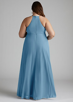 Azazie Annabelle Robes de demoiselle d'honneur de maternité Robe Trapèze Col V plissé Longueur ras du sol Maille image8
