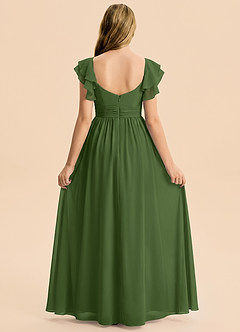 Azazie Anaya Junior Robe Trapèze en Mousseline de soie Décolleté en cœur Olive image2