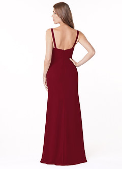 Azazie Salma Bridesmaid Dresses Burgundy Sheath Side Slit Chiffon Dress image2