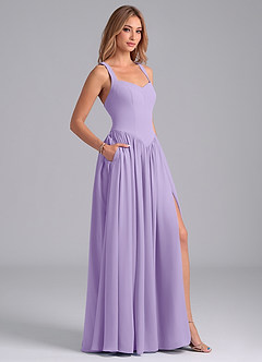 Azazie Francis Brautjungfernkleider A-Linie Korsett Chiffon Kleid Flieder image6