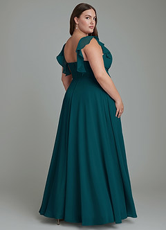 Azazie Leilani Bridesmaid Dresses Pine A-Line Pleated Chiffon Dress image7