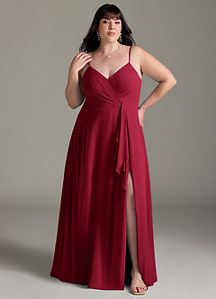 Azazie Akita Bridesmaid Dresses Burgundy A-Line Chiffon Dress image5