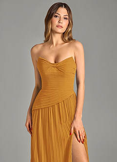 Azazie Becka Bridesmaid Dresses Butterscotch A-Line Strapless Chiffon Dress image6
