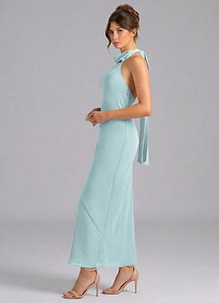 Azazie Velli Bridesmaid Dresses Mist Mermaid High Neck Chiffon Dress image4