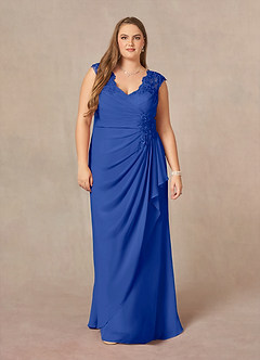 Azazie Gladys Mother of the Bride Dresses Royal Blue A-Line Queen Anne Lace Chiffon Dress image7