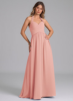 Azazie Darlyn Jurken voor bruidsmeisjes Jurk van Chiffon met A-Lijn Geplooid Rozet image3