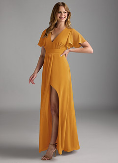 Azazie Zaniah Bridesmaid Dresses Butterscotch A-Line Chiffon Dress image5