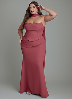 Azazie Sorrel Abiti da Damigella Abito Sirena in Chiffon Corsetto Merlot image12