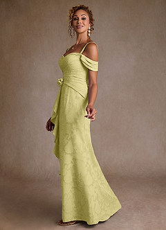 Azazie Irene Mère de la mariée Robes Robe Trapèze en Blumen-Burnout Épaule décolletée Sorbet Citron image2