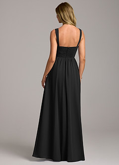 Azazie Rosaline Abiti da Damigella Abito A-Line in Chiffon Spacco Laterale Nero image6