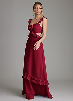 Azazie Malaya Bridesmaid Dresses Burgundy A-Line Corset Chiffon Dress image6