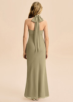 Azazie Velli Junior Moss Green Mermaid High Neck Chiffon Dress image2