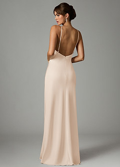 Azazie Stefania 신부 들러리 드레스 A라인 스트레치 새틴 바닥 길이 드레스 image2