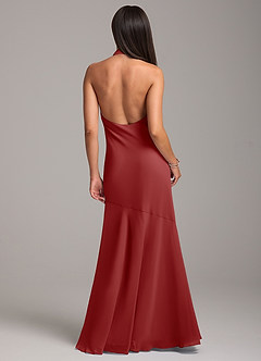 Azazie Lorena Bridesmaid Dresses Rust Mermaid Pleated Chiffon Dress image7