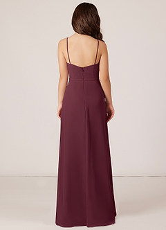 Azazie Kaylee Junior Cabernet A-Line with Belt Chiffon Dress image2