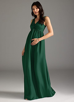 Azazie Yetta Abiti da damigella d'onore premaman Abito A-Line Plissettato Raso Elasticizzato Floor-Length image1