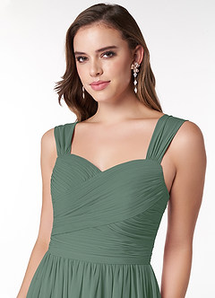 Azazie Zapheira Bridesmaid Dresses Eucalyptus A-Line Ruched Chiffon Dress image5