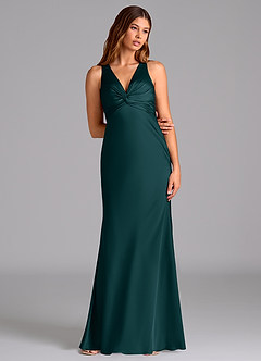 Azazie Hati Abiti da Damigella Abito Sirena in Raso Elasticizzato Pino image3