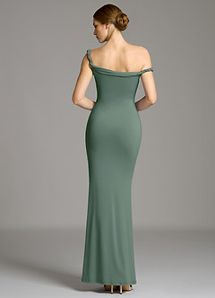 Azazie Shantal Bridesmaid Dresses Eucalyptus Mermaid Off the Shoulder Premium Stretch Jersey Dress image7