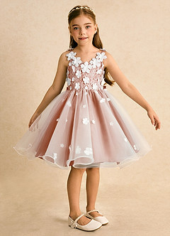 Azazie Junebug vestidos de niña de las flores Vestido de Marfil Mai Tai de Tul de Princesa con Encaje image6