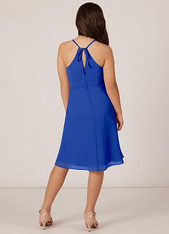 Azazie Doll Junior Royal Blue A-Line Bow Chiffon Dress image2