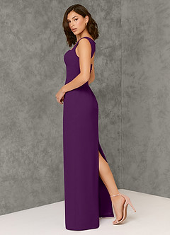 Azazie Flori Bridesmaid Dresses Grape Sheath Square Neckline Chiffon Dress image5