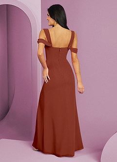 Barbie ♥ Azazie Bridesmaid Dresses Auburn A-Line Off the Shoulder Chiffon Dress image13